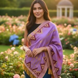 পার্পল ক্রিম-রয়্যাল তাঁত শাল