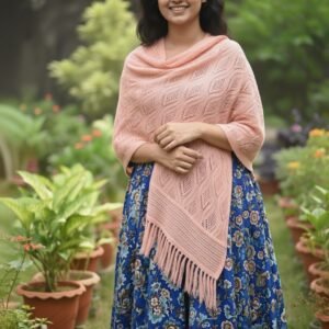 হালকা ক্রিম-রয়্যাল তাঁত শাল